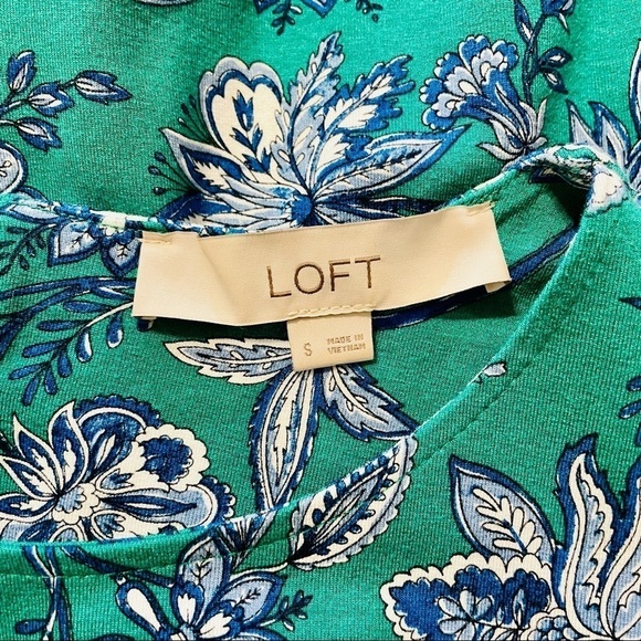 Ann Taylor LOFT Green White and Blue Floral Sleeveless Casual Swing Dress. Sz. S - Picture 10 of 10